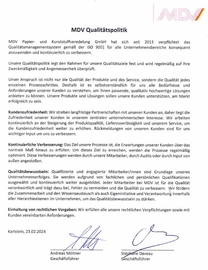 MDV Qualitätspolitik