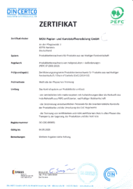 Zertifikat für den PEFC-Produktkettennachweis Chain of Custody