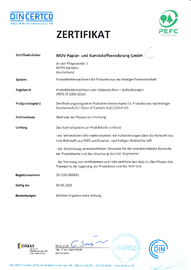 Zertifikat für den PEFC-Produktkettennachweis Chain of Custody