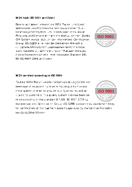 MDV certified according to ISO 9001